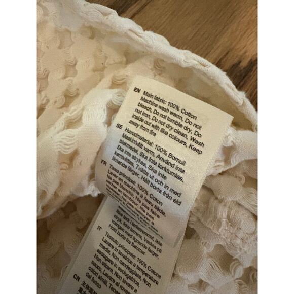 OAS Men’s Large Textured Waffle Cotton Shirt Short Sleeve Button Front Cream - Picture 6 of 7